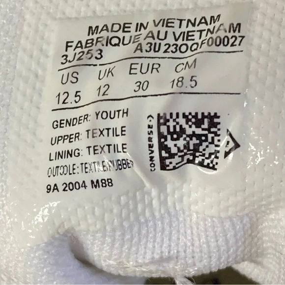 Converse Chuck Taylor All Star White Canvas High-Tops with Red and Blue Accents - Picture 15 of 16